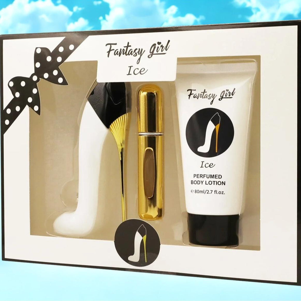 Fantasy Girl Ice Fragrance Set - 3.4 oz Eau de Parfum, 0.6 oz Travel Spray, 2.7 oz Perfumed Body Lotion