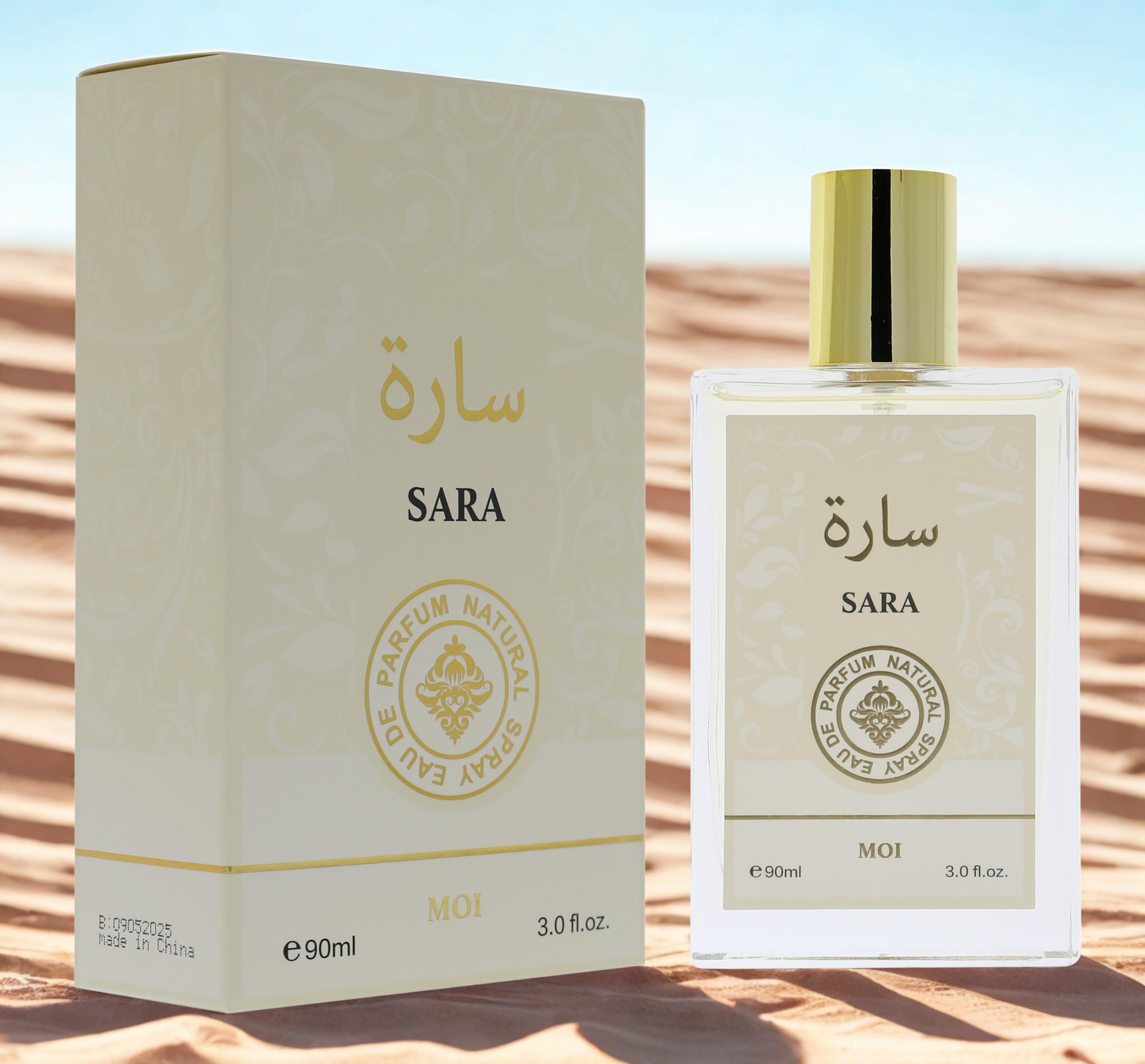 Sara MOI Parfum Natural Eau de Parfum 90ml - Premium Caramel Fragrance for Women, Natural Ingredients, Versatile Use, 3.0 fl. oz.