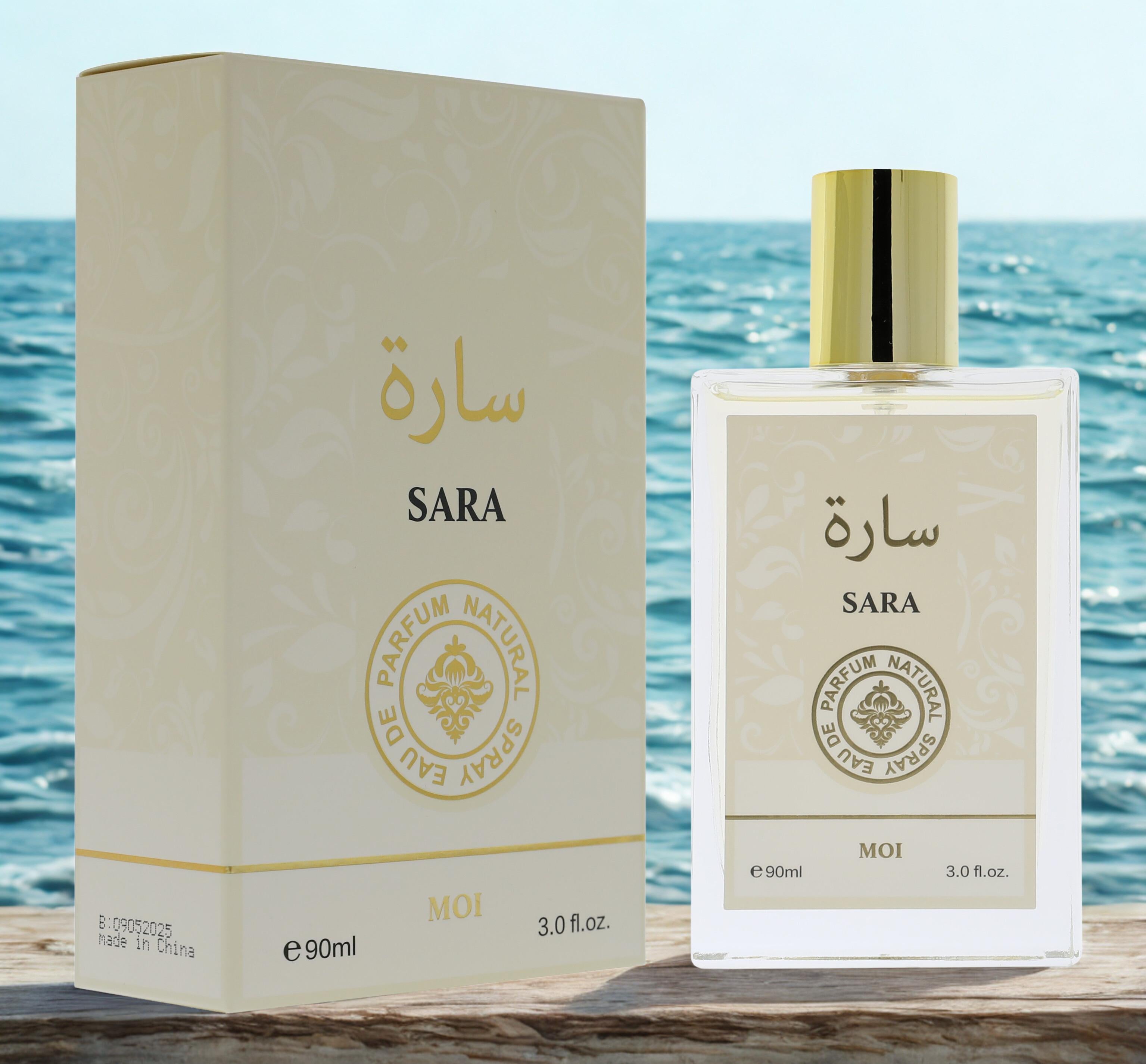 Sara MOI Parfum Natural Eau de Parfum 90ml - Premium Caramel Fragrance for Women, Natural Ingredients, Versatile Use, 3.0 fl. oz.