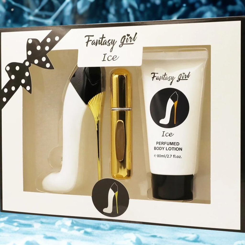 Fantasy Girl Ice Fragrance Set - 3.4 oz Eau de Parfum, 0.6 oz Travel Spray, 2.7 oz Perfumed Body Lotion