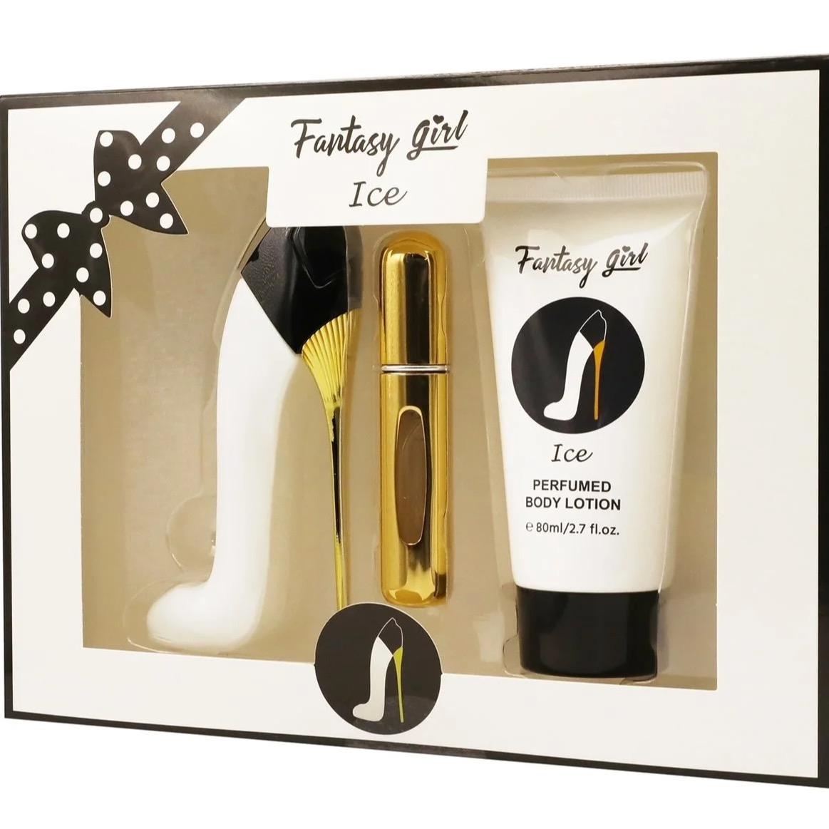 Fantasy Girl Ice Fragrance Set - 3.4 oz Eau de Parfum, 0.6 oz Travel Spray, 2.7 oz Perfumed Body Lotion