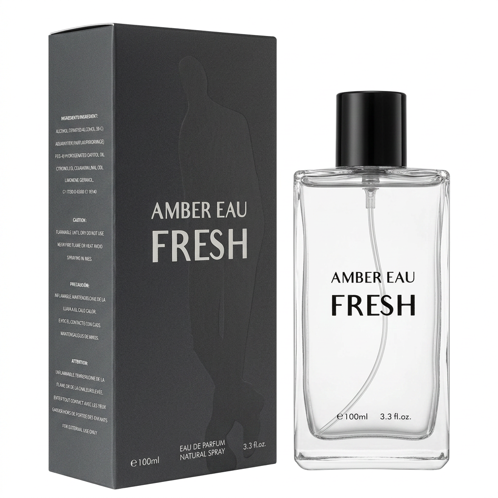 Amber Eau Fresh Eau de Parfum Natural Spray for Men – 100ml / 3.3 fl. oz. | Fresh Men's Fragrance