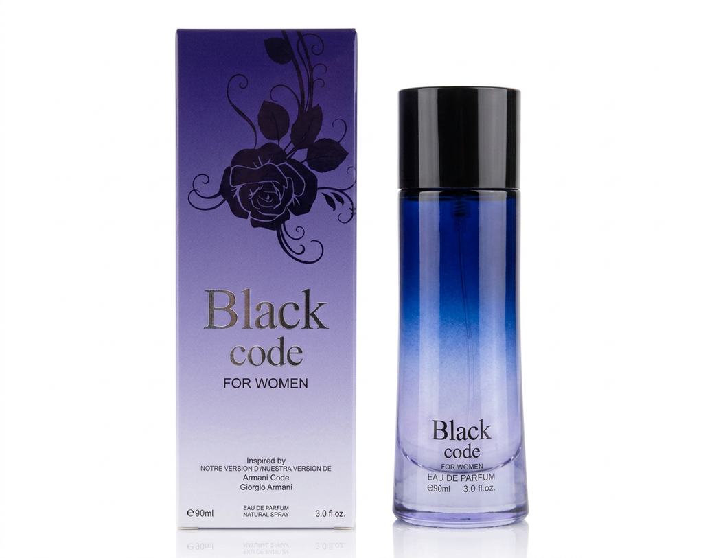 Black Code for Women Eau de Parfum Natural Spray, 90ml / 3.0 fl oz — Inspired by Armani Code