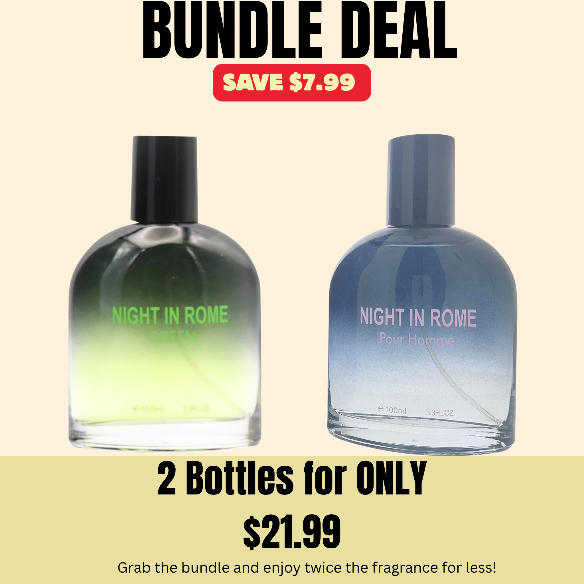 Night in Rome Fragrance Bundle – 2 Bottles, 100ml Each | Men’s & Women’s Eau de Parfum