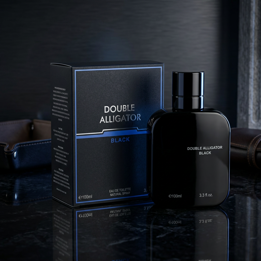 Double Alligator Black Eau de Toilette Natural Spray for Men – 100ml / 3.3 fl. oz. | Bold Black Edition Men's Cologne