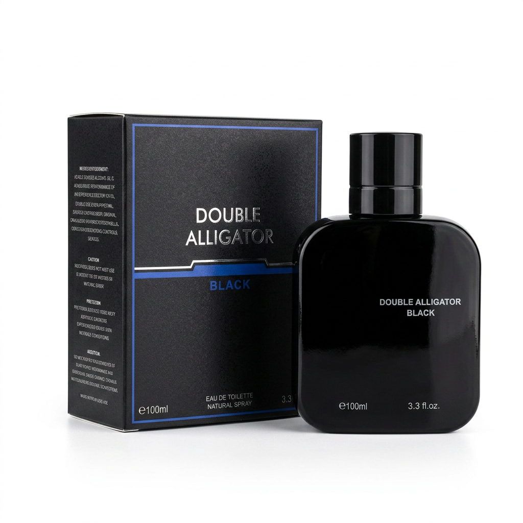 Double Alligator Black Eau de Toilette Natural Spray for Men – 100ml / 3.3 fl. oz. | Bold Black Edition Men's Cologne