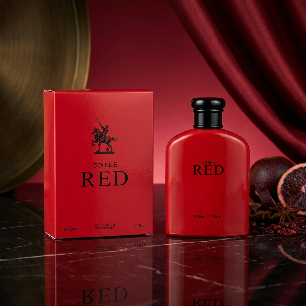 Double Red Eau de Toilette Natural Spray for Men – 100ml / 3.3 fl. oz. | Bold Red Polo Sport Men's Cologne