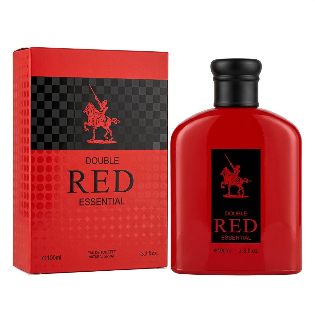Double Red Essential Eau de Toilette Natural Spray for Men – 100ml / 3.3 fl. oz. | Bold Red Men's Cologne