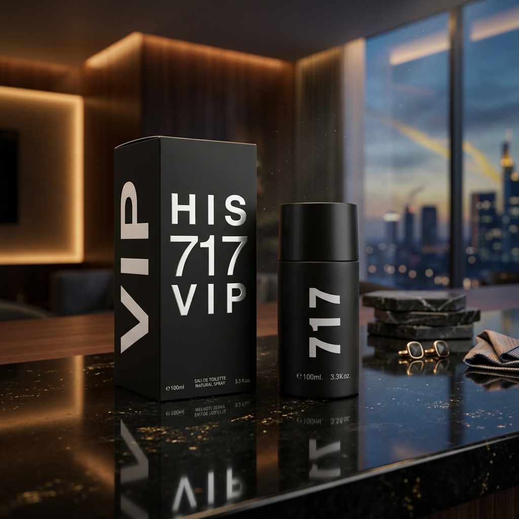 His 717 VIP Eau de Toilette Natural Spray for Men – 100ml / 3.3 fl. oz. | Premium Black Edition Men's Cologne