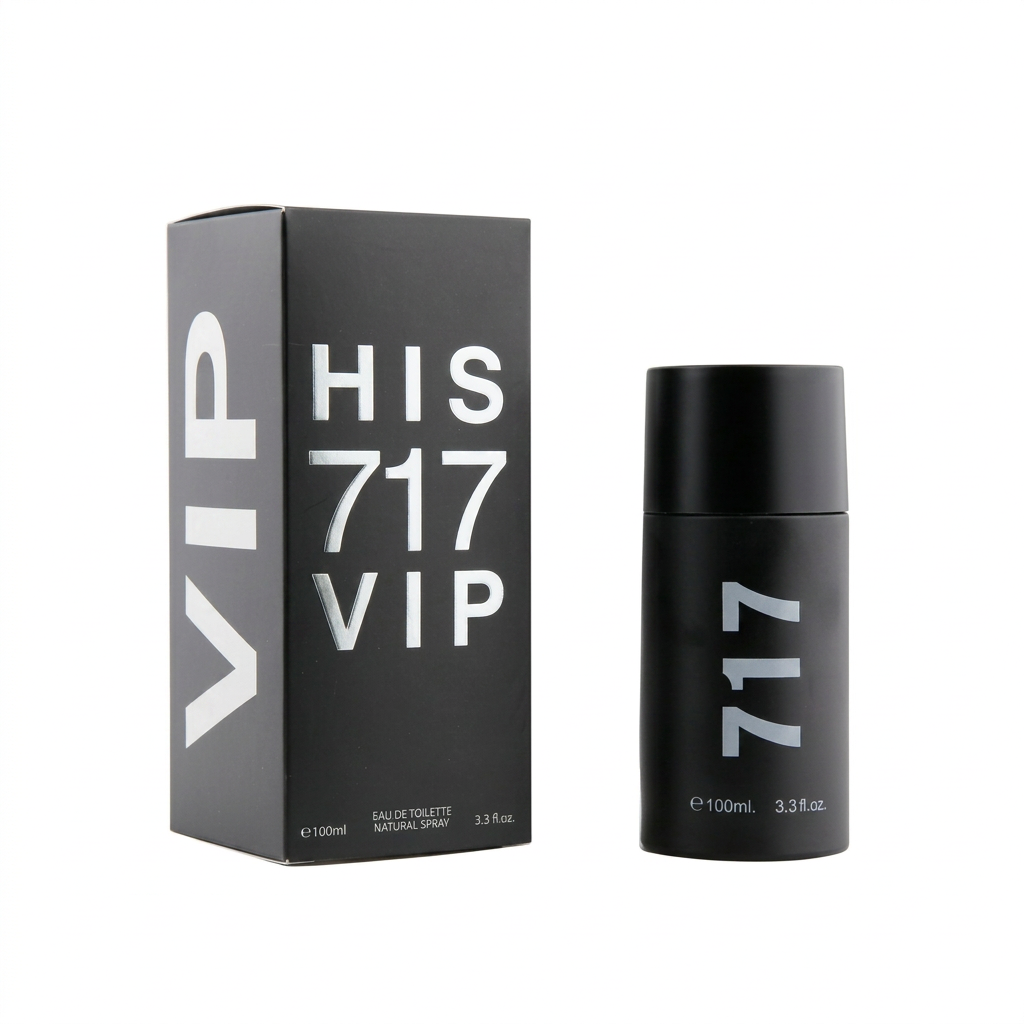 His 717 VIP Eau de Toilette Natural Spray for Men – 100ml / 3.3 fl. oz. | Premium Black Edition Men's Cologne